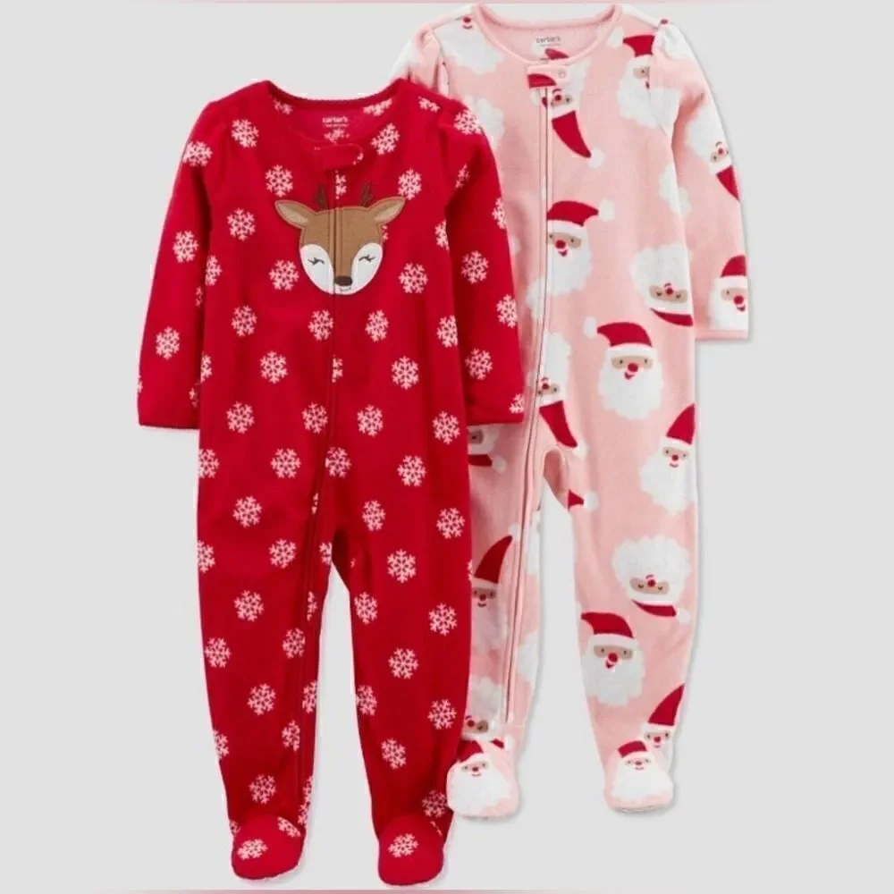Carter’s Just One You Toddler Snowflake Reindeer/Santa Fleece Footed Pajama